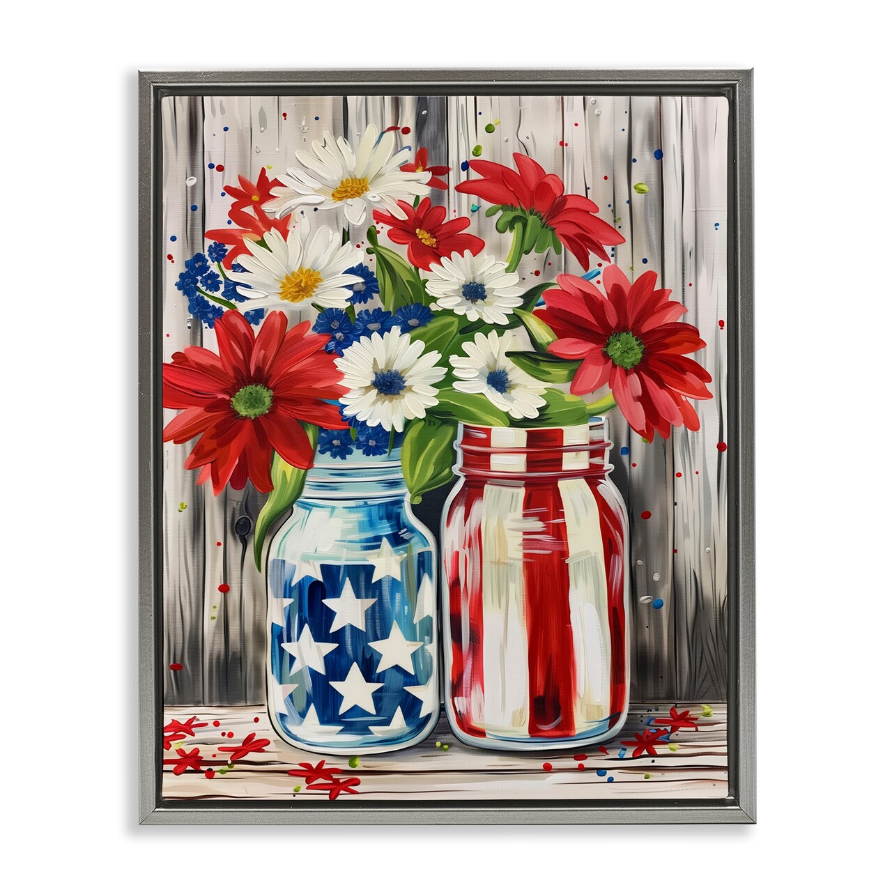 Stupell Industries Patriotic Flower Jars Floating Frame By Arlington Prints